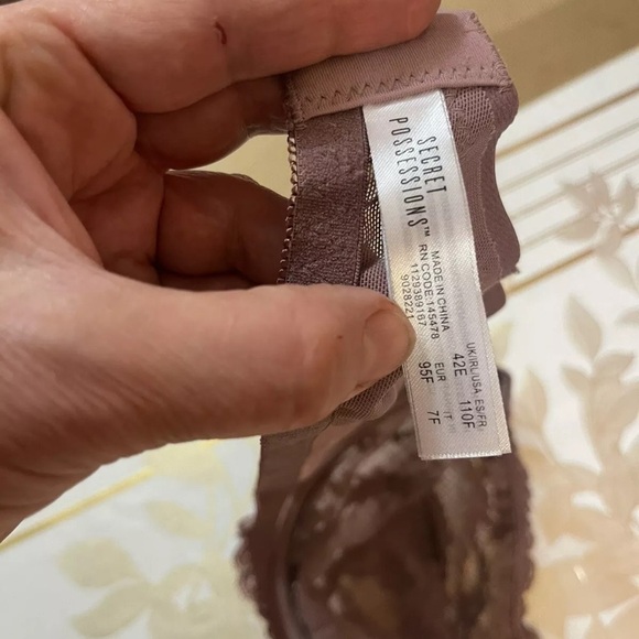 SECRET POSSESSIONS Underwire unpadded Stretch  lace cups 42E Brown Bra - Picture 4 of 5